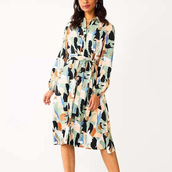 Nine West Multicolor Abstract Mini Dress Size XL - Picture 1 of 6